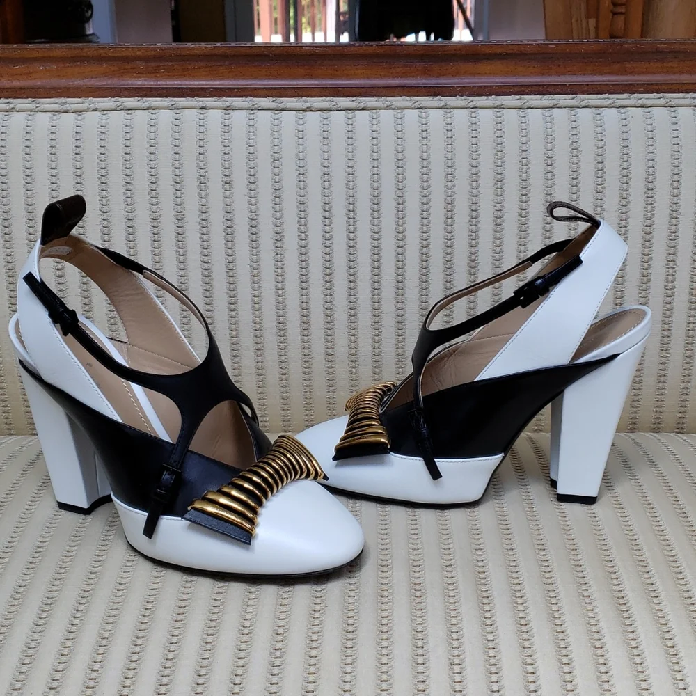 LOUIS VUITTON COLORBLOCK HEADLINE SLINGBACK PUMPS - Picture 1 of 14